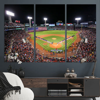 47365-MGV-CV-36X24-Fenway Park Stadium Wall Art Canvas Print, Framed Boston Baseball Stadium Art Picture Print, MLB Stadium Field Perfect Sport Room