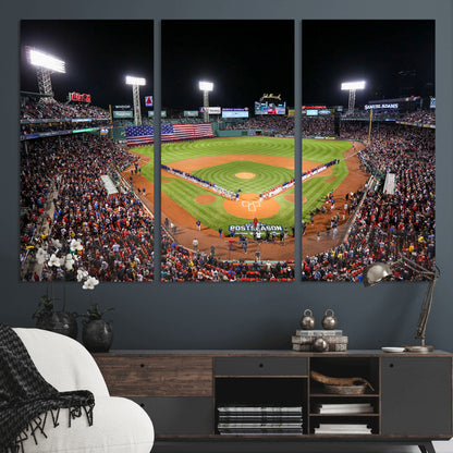 47365-MGV-CV-36X24-Fenway Park Stadium Wall Art Canvas Print, Framed Boston Baseball Stadium Art Picture Print, MLB Stadium Field Perfect Sport Room