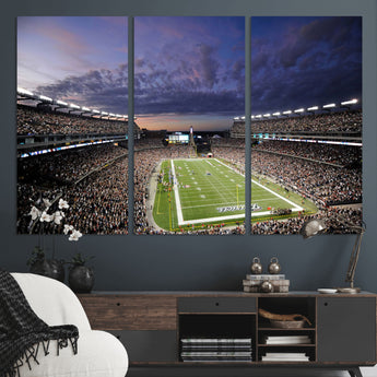 52712-MGV-CV-36X24-Gillette Stadium Field Wall Art Canvas Print, Framed Massachusetts Stadium Art Picture Print, Gillette Stadium Perfect Sport Room
