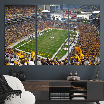 51419-MGV-CV-36X24-Heinz Field Wall Art Canvas Print, Framed Pittsburgh Stadium Field Art Picture Print, Heinz Stadium Field Perfect Sports Room