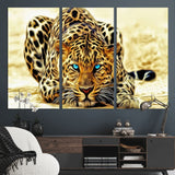 45281-MGV-CV-36X24-Blue Eye Leopard Wall Art Canvas Print, Framed Leopard Painting Art Picture Print, Big Cat Perfect Safari Wildlife Decor Artwork