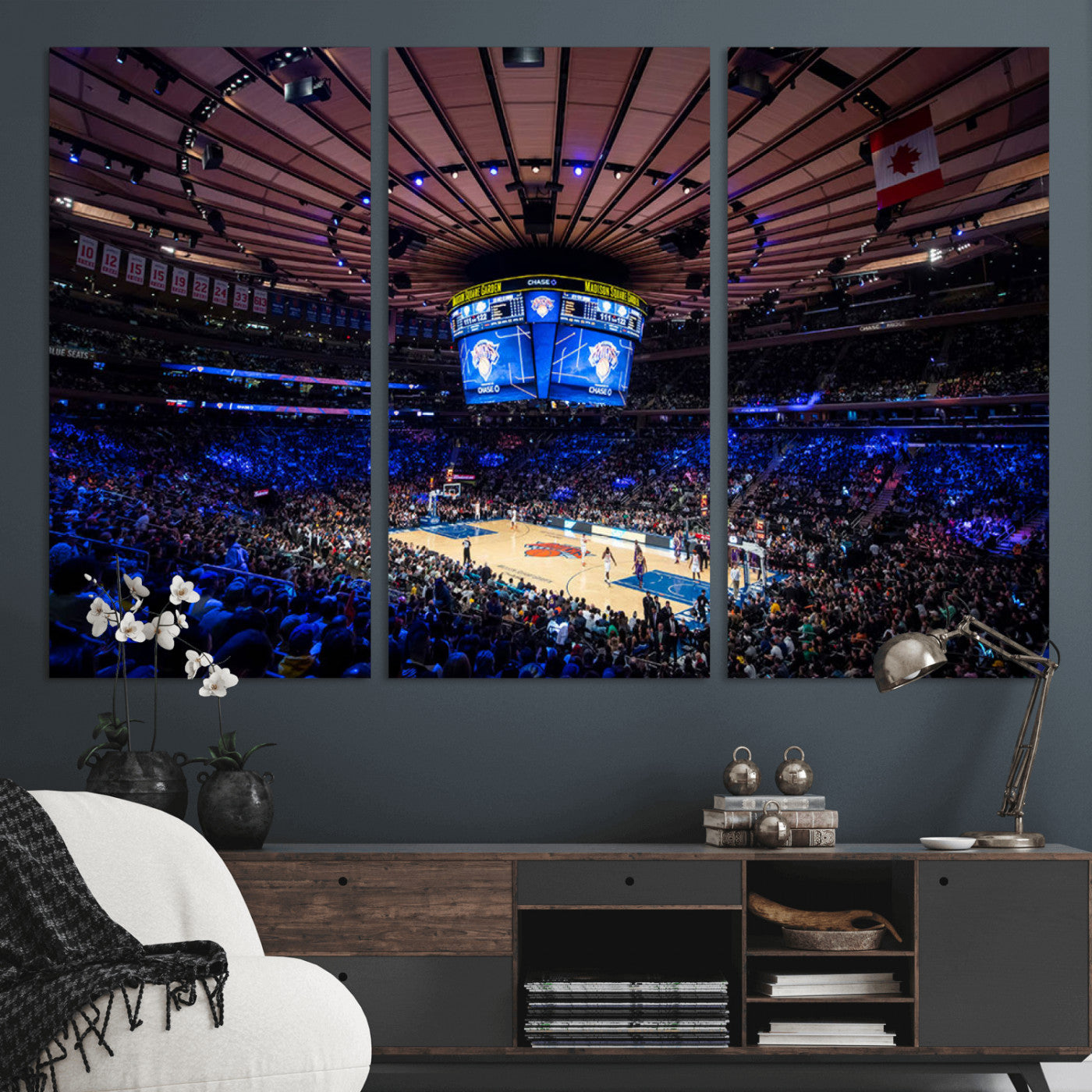 20491-MGV-CV-36X24-Madison Square Garden Wall Art Canvas Print, Framed New York Stadium Art Picture Print, MSG Stadium Perfect Sport Room Decor
