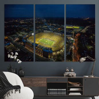 52519-MGV-CV-36X24-Michigan Football Stadium Wall Art Canvas Print, Framed Michigan Stadium Art Picture Print, Michigan Wolverines Field Perfect
