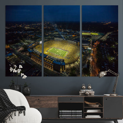 52519-MGV-CV-36X24-Michigan Football Stadium Wall Art Canvas Print, Framed Michigan Stadium Art Picture Print, Michigan Wolverines Field Perfect