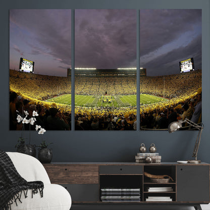72404-MGV-CV-36X24-Michigan Wolverine Stadium Wall Art Canvas Print, Framed Michigan Stadium Art Picture Print, Football Stadium Perfect Sport Room