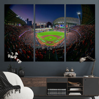 44322-MGV-CV-36X24-Minute Maid Park Wall Art Canvas Print, Framed Houston Astros Stadium Art Picture Print, Houston Astros Field Perfect Sports Room