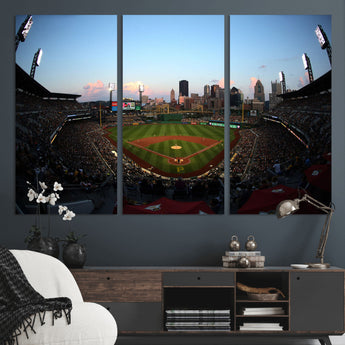67670-MGV-CV-36X24-PNC Park Stadium Wall Art Canvas Print, Framed Pittsburgh Pirates Stadium Art Picture Print, PNC Park Field Perfect Sport Room