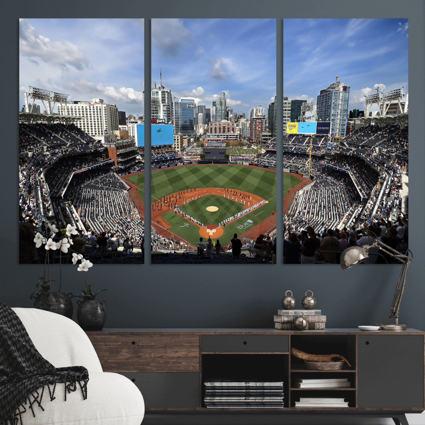87122-MGV-CV-36X24-Petco Park Field Wall Art Canvas Print, Framed San Diego Stadium Art Picture Print, Petco Park Stadium Perfect Sport Room Decor