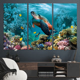 38661-MGV-CV-36X24-Sea Turtle Wall Art Canvas Print, Framed Ocean Wildlife Art Picture Print, Turtle Perfect Coastal Nature Decor Artwork