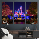 79435-MGV-CV-36X24-Disney Castle Wall Art Canvas Print, Framed Magic Kingdom Art Picture Print, Disney World Perfect Child Room Decor Artwork