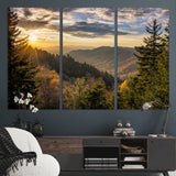 73692479-MGV-CV-36X24-Smoky Mountains Wall Art Canvas Print, Framed Forest Mountain Art Picture Print, Spring Mountain Perfect Spring Style Decor