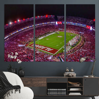 11343-MGV-CV-36X24-Bryant-Denny Stadium Wall Art – Panoramic Alabama Crimson Tide Football Field Canvas Print, Game Day Decor for Office, Man Cave or