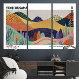 66936-MGV-CV-36X24-Kusama Wall Art – Vibrant Abstract Hills Canvas Print, Japanese Modern Landscape Poster for Living Room, Office, Studio or
