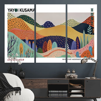 66936-MGV-CV-36X24-Kusama Wall Art – Vibrant Abstract Hills Canvas Print, Japanese Modern Landscape Poster for Living Room, Office, Studio or