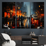 32816-MGV-CV-36X24-City Jazz Night Wall Art – Modern Abstract Urban Street Scene Canvas Print, Moody Music-Themed Decor for Living Room, Office, or