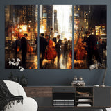 58782-MGV-CV-36X24-Jazz Musicians Cityscape Wall Art – Vibrant Urban Night Canvas Print, Elegant Music Themed Decor for Living Room, Office, or Music