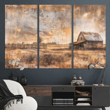 FARM2-MGV-CV-36X24-Rustic Farmhouse Wall Art Canvas Print, Framed Old Barn Art Picture Print, Southwestern Farmhouse Perfect Rustic Decor Artwork