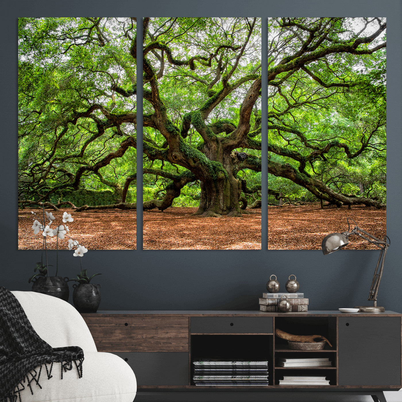 51255351-MGV-CV-36X24-Ancient Tree Wall Art – Majestic Oak Canvas Print, Large Nature Photography, Sacred Forest Landscape Wall Décor, Wisdom Tree