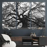 81655611-MGV-CV-36X24-Ancient Oak Wall Art Canvas Print, Framed Twisted Branches Art Picture Print, Gnarled Tree Perfect Moody Nature Decor Artwork