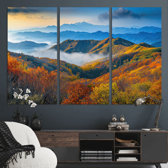 86772247-MGV-CV-36X24-Autumn Mountains Wall Art Canvas Print, Framed Fall Foliage Art Picture Print, Vibrant Hills Perfect Vibrant Nature Decor Artwork
