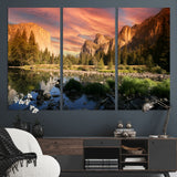 31199457-MGV-CV-36X24-Yosemite Valley Wall Art Canvas Print, Framed El Capitan Art Picture Print, Sunset Sky Perfect Vibrant Western Decor Artwork