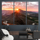 50957419-MGV-CV-36X24-Mountain Sunrise Wall Art Canvas Print, Framed Alpine Ridge Art Picture Print, Mountain Range Perfect Vibrant Rustic Decor Artwork