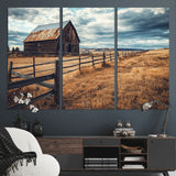 69356982-MGV-CV-36X24-Old Barn Wall Art Canvas Print, Framed Rustic Fence Art Picture Print, Wooden Farmhouse Perfect Rustic Farmhouse Decor Artwork