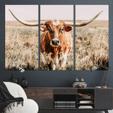 54986862-MGV-CV-36X24-Majestic Longhorn Wall Art – Canvas Print of Graceful Strength & Bold Spirit, Wild Plains Beauty Nature Inspired Rustic Decor for