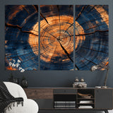 18975622-MGV-CV-36X24-Burnt Wood Wall Art Canvas Print, Framed Aged Timber Art Picture Print, Rustic Tree Slice Perfect Rustic Decor Artwork for Home,