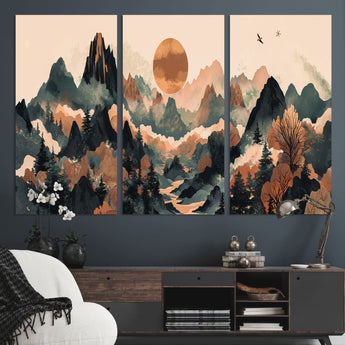 46509506-MGV-CV-36X24-Mountain Wall Art – Sunset Canvas Print, Nature Inspired Artwork, Scenic Wall Decor for Living Room, Bedroom, Office