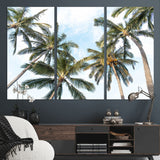 87247012-MGV-CV-36X24-Skyward Palm Trees Wall Art Canvas Print, Framed Tropical Sky Art Picture Print, Coconut Palm Perfect Tropical Skyview Decor