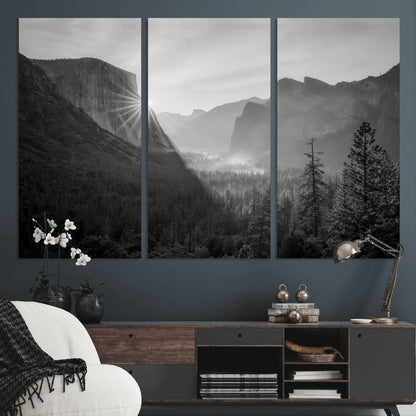 39278955-MGV-CV-36X24-Yosemite Valley Wall Art Canvas Print, Framed El Capitan Art Picture Print, Misty Mountain Perfect Modern Rustic Decor Artwork