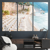 84816639-MGV-CV-36X24-Mediterranean Beach Wall Art Canvas Print, Framed Airy Coastal Art Picture Print, Summer Shore Perfect Coastal Retreat Decor
