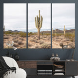96147924-MGV-CV-36X24-Saguaro Cactus Wall Art Canvas Print, Framed Desert Cactus Art Picture Print, Earthy Desert Perfect Southwestern Boho Decor