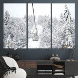 44705668-MGV-CV-36X24-Winter Forest Wall Art Canvas Print, Framed Snowy Forest Art Picture Print, Ski Lift Perfect Scandinavian Decor Artwork