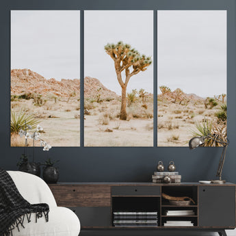 67109959-MGV-CV-36X24-Joshua Tree Wall Art Canvas Print, Framed Neutral Desert Art Picture Print, Earthy Landscape Perfect Neutral Boho Decor Artwork