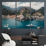20321590-MGV-CV-36X24-Amalfi Coast Wall Art Canvas Print, Framed Italy Travel Art Picture Print, Mediterranean Landscape Perfect Mediterranean Coastal