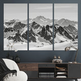 46884246-MGV-CV-48X32-3P-Snowy Mountain Wall Art Canvas Print, Framed Mountain Peaks Art Picture Print, Alpine Mountains Perfect Minimalist Alpine Decor