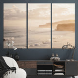 57669769-MGV-CV-36X24-Misty Coastal Wall Art Canvas Print, Framed Golden Sunset Art Picture Print, Serene Shoreline Perfect Tranquil Coastal Decor