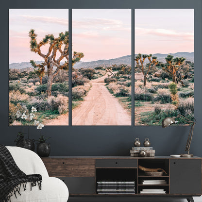 12540952-MGV-CV-36X24-Joshua Tree Park Wall Art Canvas Print, Framed Desert Road Art Picture Print, Sunset Drive Perfect Southwestern Boho Decor Artwork