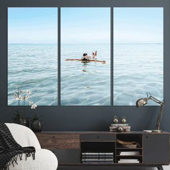 32624554-MGV-CV-36X24-Swimming Relaxation Wall Art Canvas Print, Framed Peaceful Water Art Picture Print, Clear Sea Perfect Minimalist Aquatic Decor