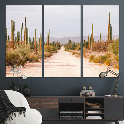 30742780-MGV-CV-36X24-Desert Cactus Wall Art Canvas Print, Framed Southwestern Art Picture Print, Bohemian Western Perfect Southwestern Boho Decor