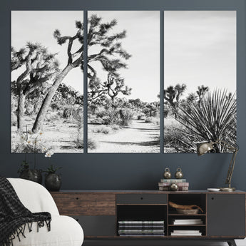 88164251-MGV-CV-36X24-Joshua Tree Wall Art Canvas Print, Framed Desert Path Art Picture Print, Monochrome Desert Perfect Minimalist Desert Decor Artwork