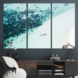 33764764-MGV-CV-36X24-Minimal Beach Wall Art Canvas Print, Framed Ocean Swimming Art Picture Print, Clear Ocean Perfect Minimal Coastal Decor Artwork