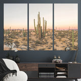 76234974-MGV-CV-36X24-Desert Cactus Wall Art Canvas Print, Framed Baja Desert Art Picture Print, Pastel Desert Perfect Southwestern Boho Decor Artwork
