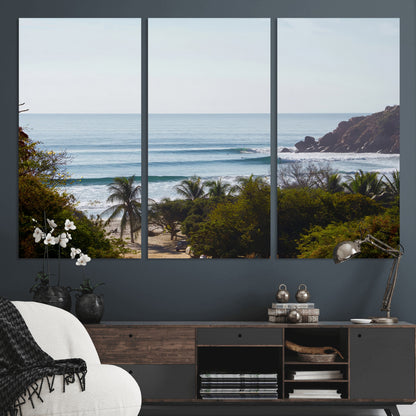 88336640-MGV-CV-36X24-Tropical Beach Scene Wall Art Canvas Print, Framed Coastal Photography Art Picture Print, Ocean Horizon Art Perfect Coastal Boho