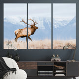 96024025-MGV-CV-36X24-Elk Photography Wall Art Canvas Print, Framed Mountain Wildlife Art Picture Print, Rustic Lodge Decor Perfect Rustic Lodge Decor