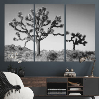 50975475-MGV-CV-36X24-Joshua Tree Art Wall Art Canvas Print, Framed Desert Tree Print Art Picture Print, Black White Nature Perfect Southwestern Boho
