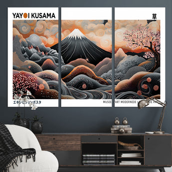 63125329-MGV-CV-48X32-3P-Japanese Mt Fuji Wall Art – Surreal Ukiyo e Style Cherry Blossom Poster, Swirling Cloud Landscape Print, Modern Oriental Asian