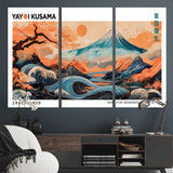 88785870-MGV-CV-48X32-3P-Japanese Great Wave & Mt Fuji Wall Art – Ukiyo e Style Landscape Print with Flowing River, Autumn Mountain Poster, Oriental Asian
